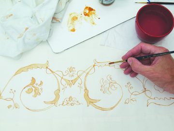 how to paint scrolls on fabric