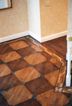 painted inlay wood floors