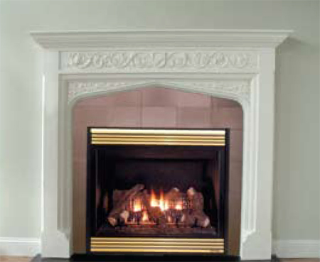 Tudor style plaster fireplace mantle