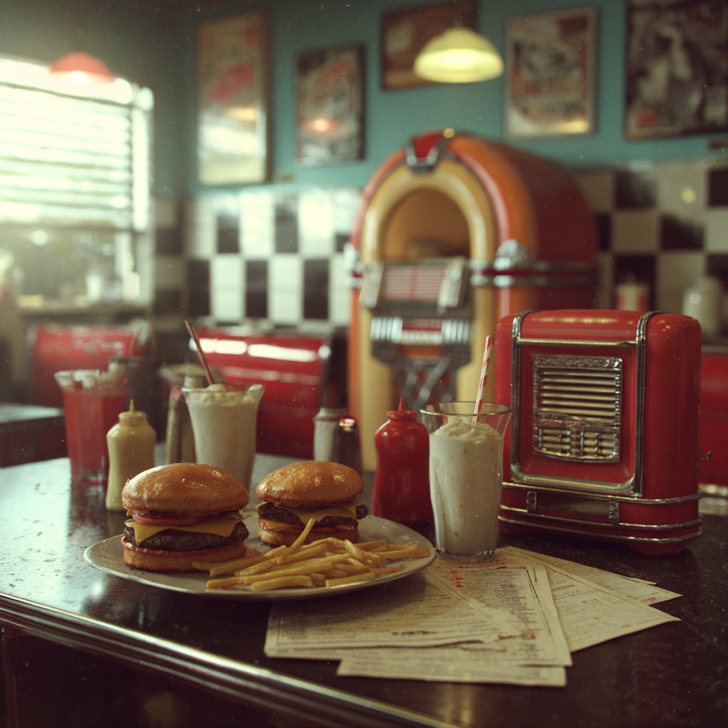 Diner style food and tabletop details
